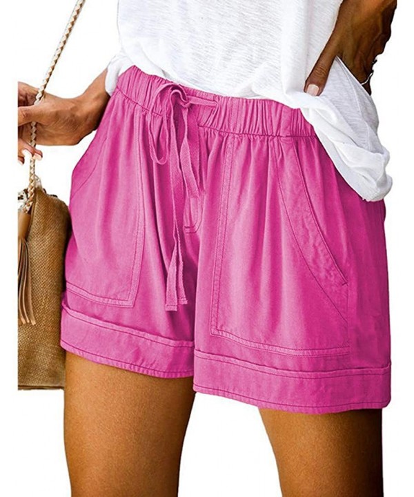 Comfy Drawstring Women Plus Shorts Elastic Waist - A Hot Pink - C4190X3QTID $10.98-Board Shorts