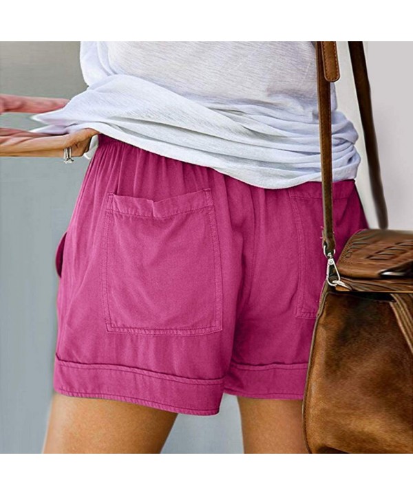 Comfy Drawstring Women Plus Shorts Elastic Waist - A Hot Pink - C4190X3QTID $10.98-Board Shorts