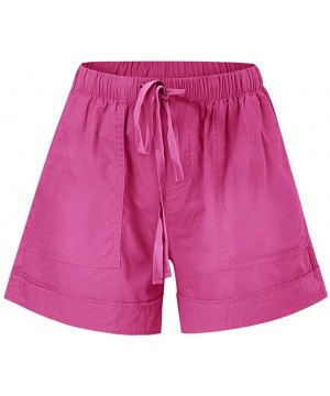 Comfy Drawstring Women Plus Shorts Elastic Waist - A Hot Pink - C4190X3QTID $10.98-Board Shorts