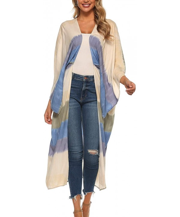 Women's Chiffon Kimono Loose Cardigan Lightweight Cover Up - 9102 Grey - CF18Q2S2AX9 $21.44-Cover-Ups