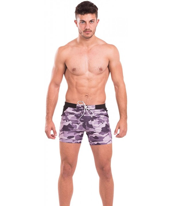 Men Swimwear Swimsuits Swim Boxer Bikini Surfing Board Trunk Camo Shorts - Purple - CT18HQ0RWQ8 $35.05-Briefs