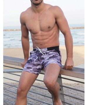 Men Swimwear Swimsuits Swim Boxer Bikini Surfing Board Trunk Camo Shorts - Purple - CT18HQ0RWQ8 $35.05-Briefs