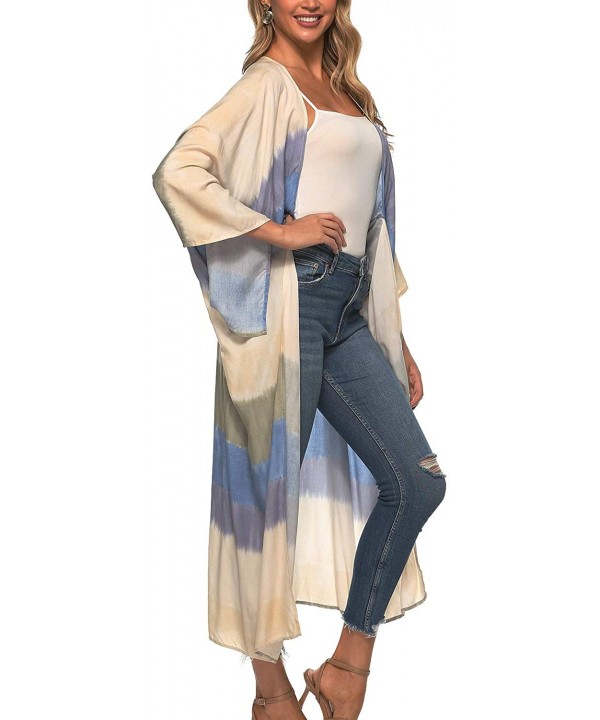 Women's Chiffon Kimono Loose Cardigan Lightweight Cover Up - 9102 Grey - CF18Q2S2AX9 $21.44-Cover-Ups