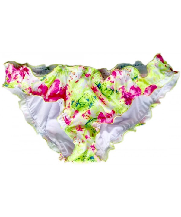 Women's Ruffle Wavy Bikini Bottom Low Rise Hipster Allure Swimsuit - Flower Yellow - CR18YWMNGQ7 $18.96-Bottoms