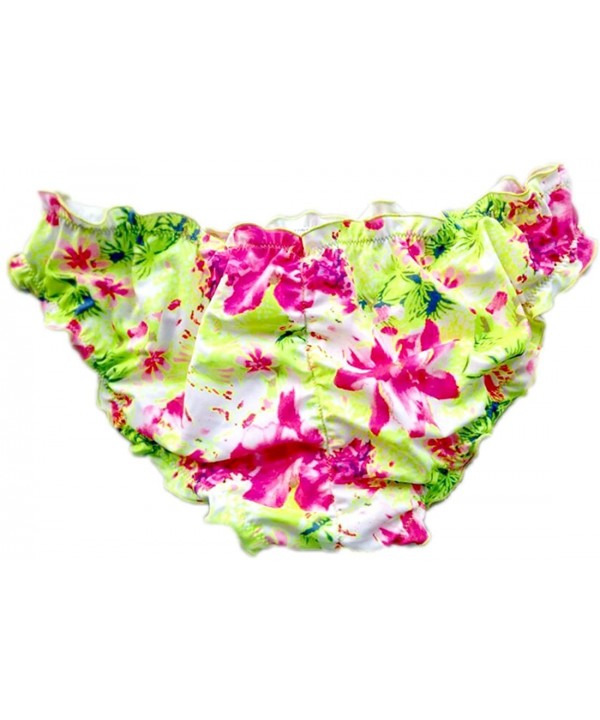 Women's Ruffle Wavy Bikini Bottom Low Rise Hipster Allure Swimsuit - Flower Yellow - CR18YWMNGQ7 $18.96-Bottoms