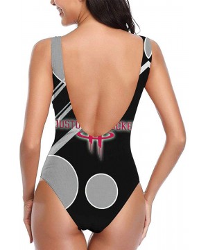 Denver Nuggets Ladies Fashion One-Piece Swimsuit- Conservative Sports Training Swimwear - Houston Rockets - CU190E49CA7 $28.9...