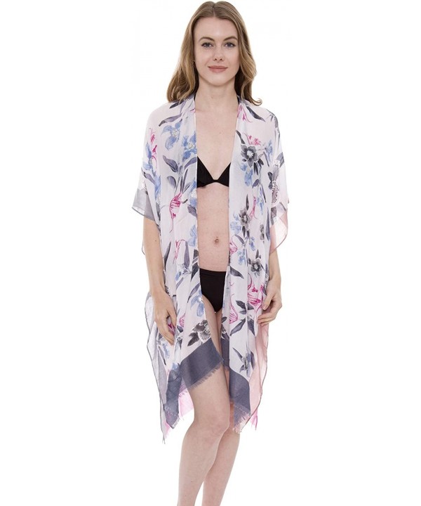 Women's Summer Floral Print Topper/Cover-Up/Kimono Side Slit Open Front Outwear Beachwear Dress - Jp1412gray - CL196DO8R94 $2...