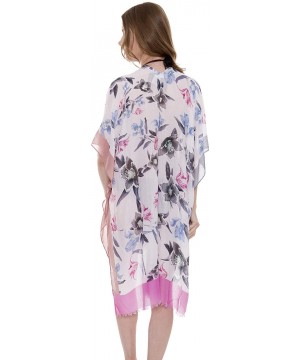 Women's Summer Floral Print Topper/Cover-Up/Kimono Side Slit Open Front Outwear Beachwear Dress - Jp1412gray - CL196DO8R94 $2...