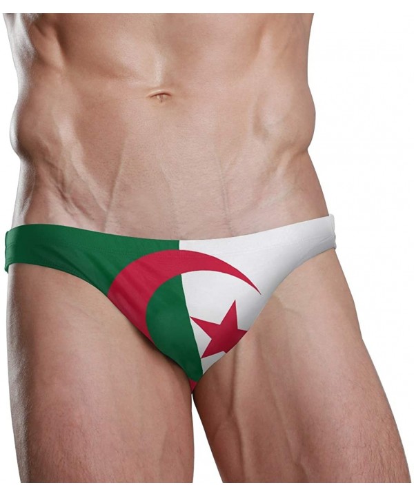 Mens Swim Briefs Trunk Barbados Flag Athletic Swimsuit Beach Shorts Board Triangle Bikini Swimwear - Flag of Algeria - C018WK...