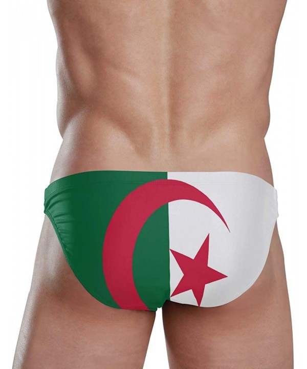 Mens Swim Briefs Trunk Barbados Flag Athletic Swimsuit Beach Shorts Board Triangle Bikini Swimwear - Flag of Algeria - C018WK...