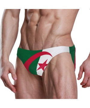 Mens Swim Briefs Trunk Barbados Flag Athletic Swimsuit Beach Shorts Board Triangle Bikini Swimwear - Flag of Algeria - C018WK...