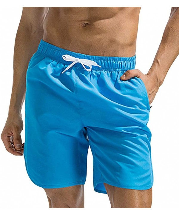 Plus Size Men Breathable Trunks Pants Solid Swimwear Beach Shorts Slim Wear - Sky Blue - CI18U62DR3Z $15.16-Trunks