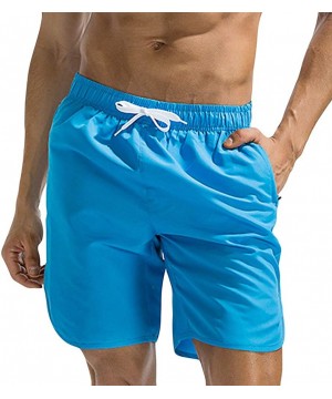 Plus Size Men Breathable Trunks Pants Solid Swimwear Beach Shorts Slim Wear - Sky Blue - CI18U62DR3Z $15.16-Trunks