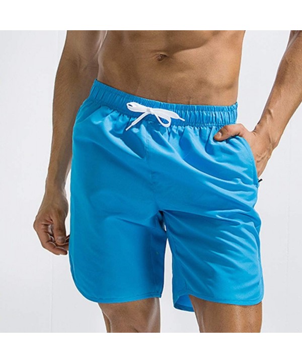 Plus Size Men Breathable Trunks Pants Solid Swimwear Beach Shorts Slim Wear - Sky Blue - CI18U62DR3Z $15.16-Trunks