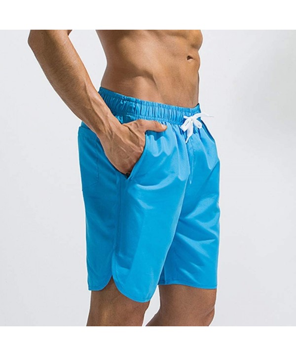 Plus Size Men Breathable Trunks Pants Solid Swimwear Beach Shorts Slim Wear - Sky Blue - CI18U62DR3Z $15.16-Trunks