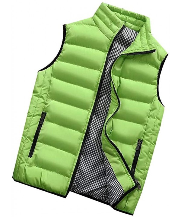 Men's Autumn Winter Full Zip Lightweight Water-Resistant Packable Puffer Vest - Green - CI1954RRMTE $30.62-Briefs