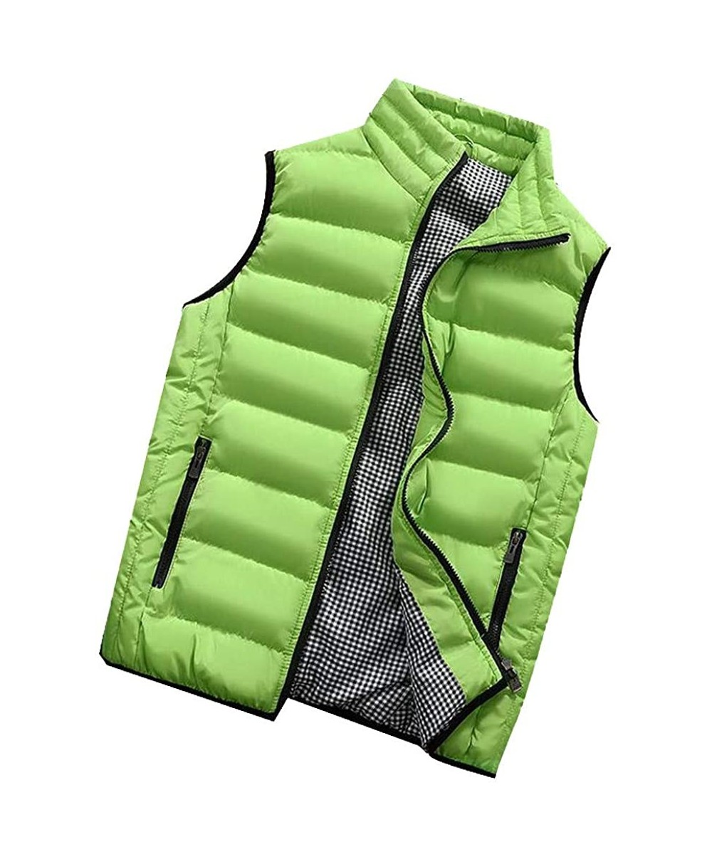 Men's Autumn Winter Full Zip Lightweight Water-Resistant Packable Puffer Vest - Green - CI1954RRMTE $30.62-Briefs