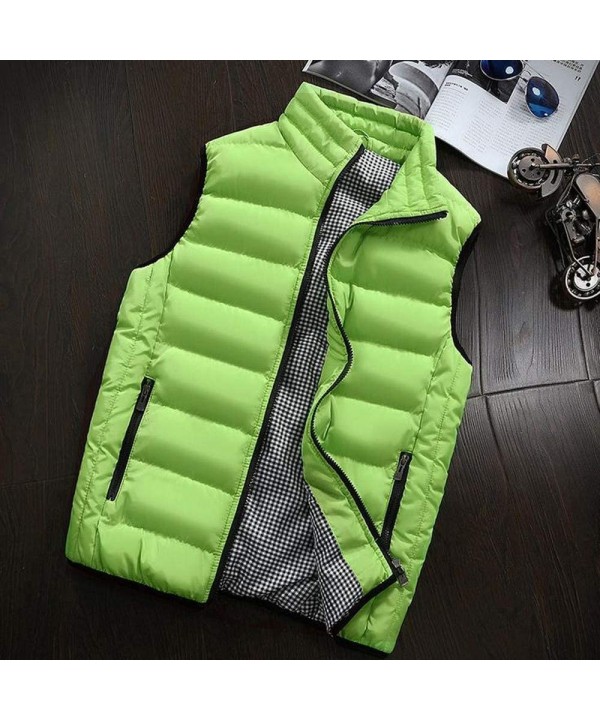 Men's Autumn Winter Full Zip Lightweight Water-Resistant Packable Puffer Vest - Green - CI1954RRMTE $30.62-Briefs