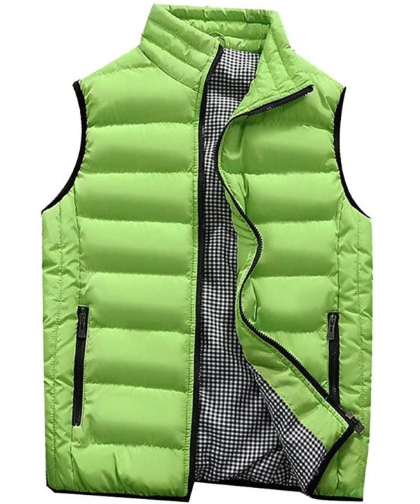 Men's Autumn Winter Full Zip Lightweight Water-Resistant Packable Puffer Vest - Green - CI1954RRMTE $30.62-Briefs