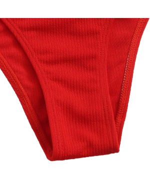 Women's 2 Piece Colorblock Cami Top and High Waist Bikini Swimsuit - Red - CH198XK9N9Y $26.07-Sets