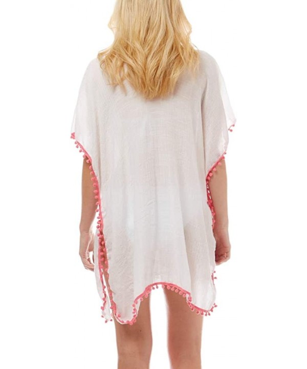 Women Summer Beach Swimsuit Bikini Cover Up Kimono Cardigan - Embroidered Kaftan - Pink - CY194A6247I $15.00-Cover-Ups