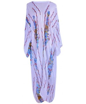 Women's Chiffon Bathing Suit Bikini Swimsuit Cover up Swimwear Beach Dress Long Kimono Cardigan Jacket Robe - Floral Printed ...