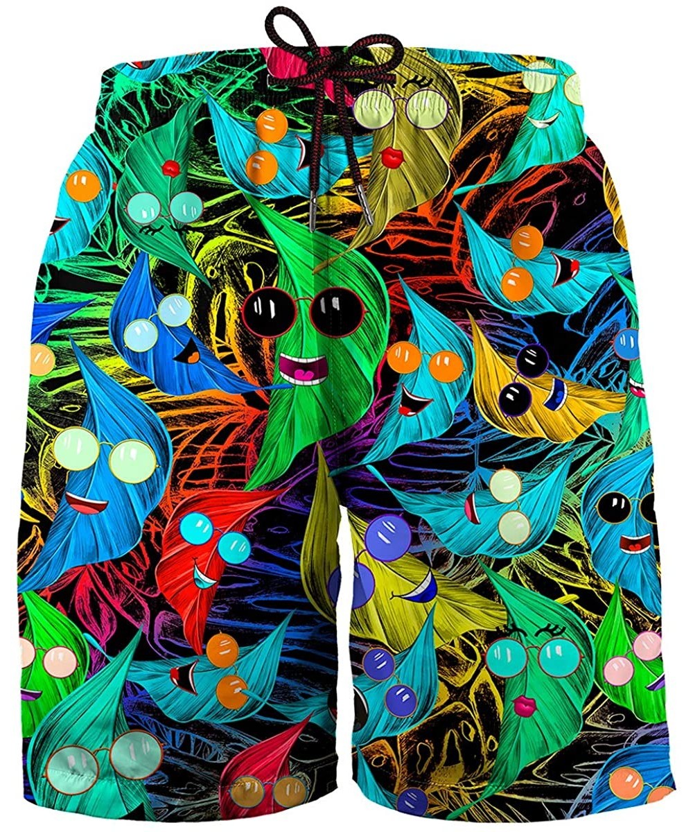 Mens Funny Swim Trunks 3D Graphic Print Quick Dry Surf Beach Board Shorts with Mesh Lining - Style25 - CQ194KSNMNE $18.82-Trunks