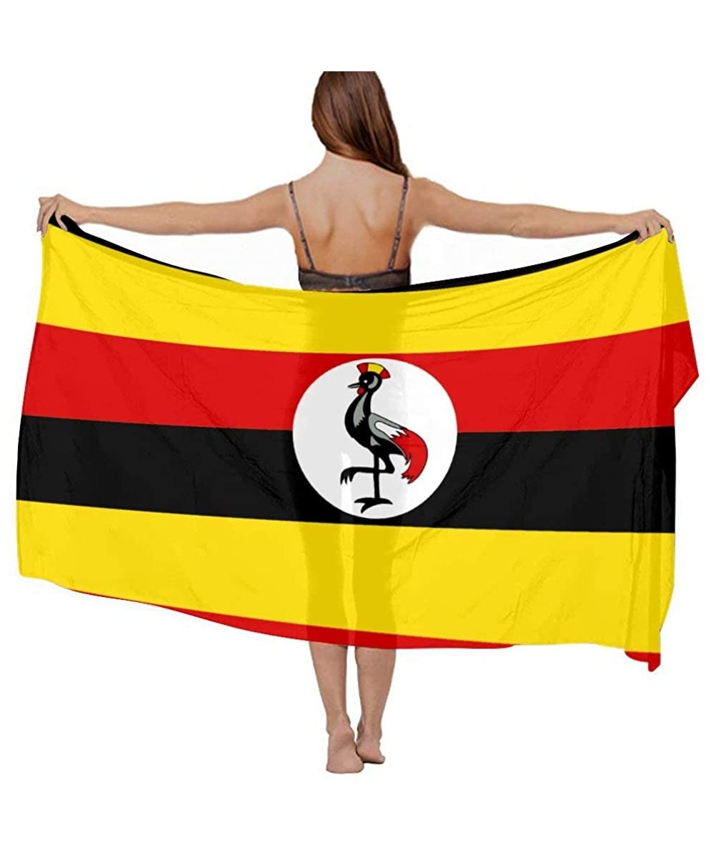 Women Chiffon Sarong Beach Bikini Cover Up Wedding Party Shawls Wraps - Flag of Uganda - CV190HI9Y89 $25.38-Cover-Ups