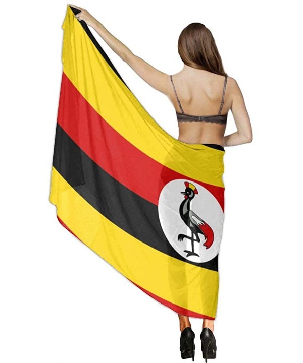 Women Chiffon Sarong Beach Bikini Cover Up Wedding Party Shawls Wraps - Flag of Uganda - CV190HI9Y89 $25.38-Cover-Ups