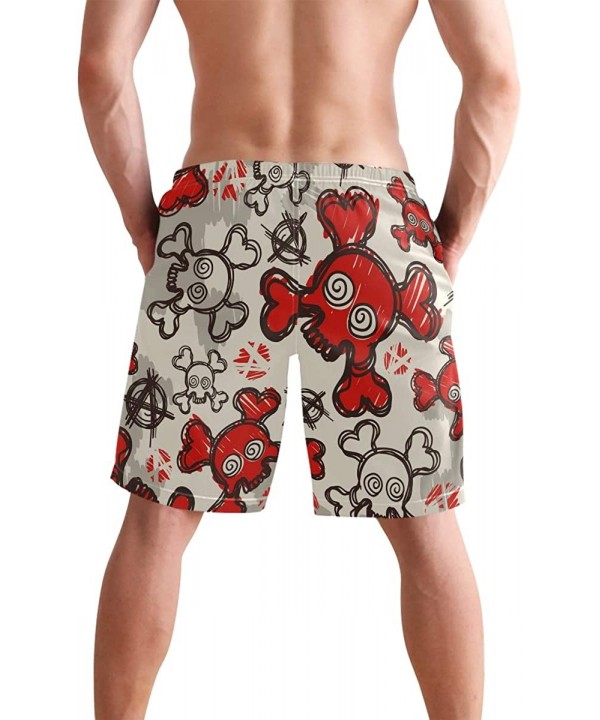 Men's Swim Trunks Honeycomb Periodic Table Rainbow Quick Dry Beach Board Shorts with Pockets - Peace Sign Red Skull - CE18R2O...