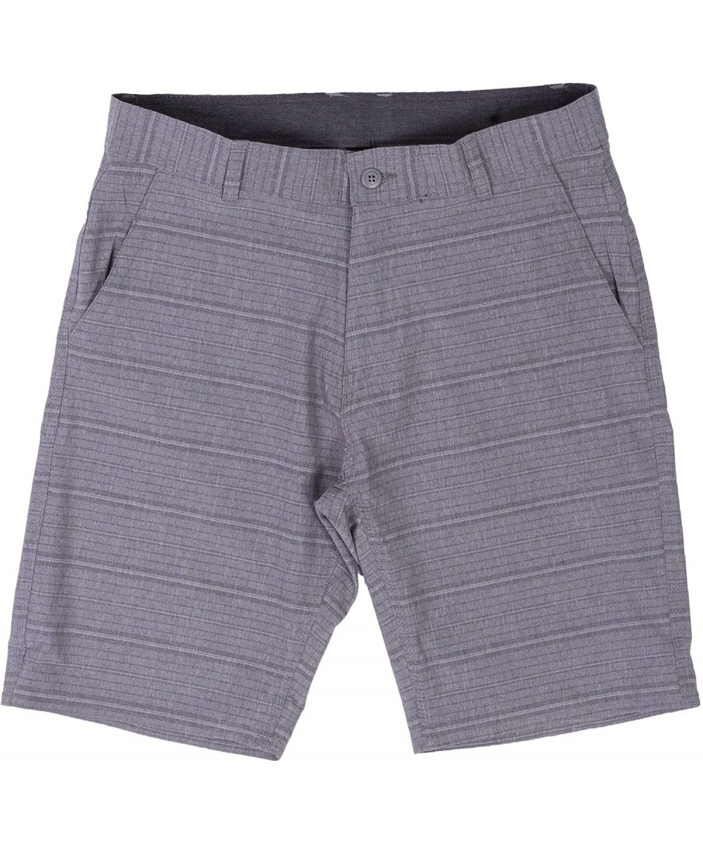 Hybrid Shorts for Men Quick Dry Stretch Lightweight Golf Plaid Short/Boardshort - Char Stripe Plaid - CL19CZALIXT $41.25-Trunks