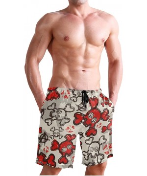 Men's Swim Trunks Honeycomb Periodic Table Rainbow Quick Dry Beach Board Shorts with Pockets - Peace Sign Red Skull - CE18R2O...