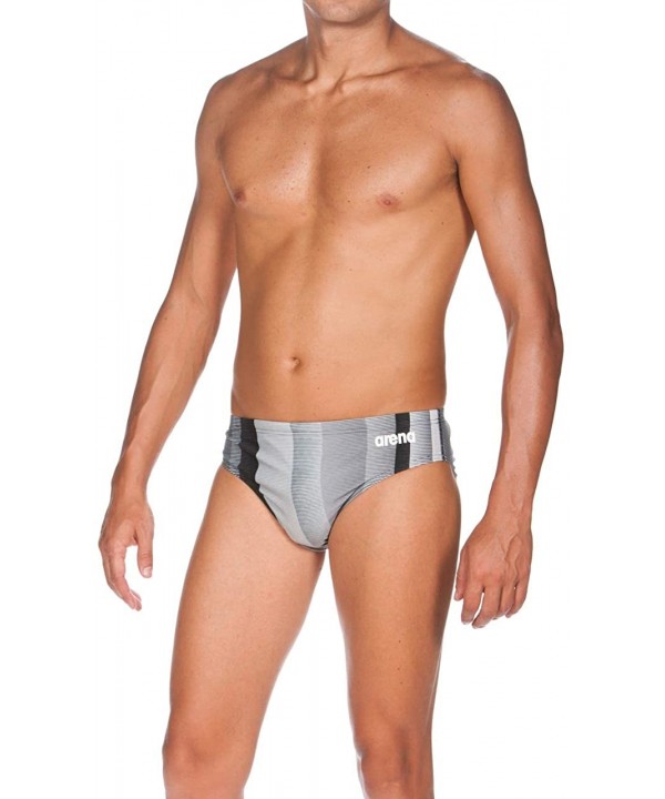 Mens Blended Stripe MaxLife Brief Swimsuit - Black - CO18TLLZMEO $27.44-Racing