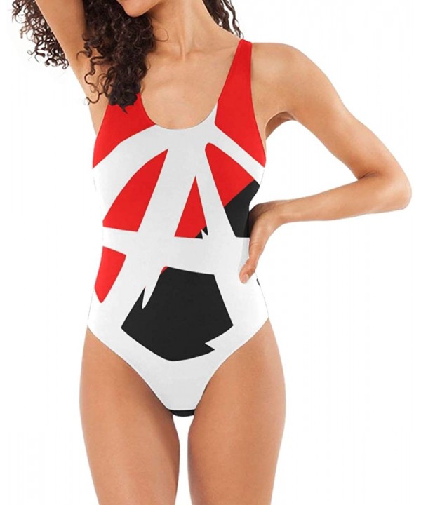 Womens Anarchist Flag One Piece Monokini Swimsuit Sexy Backless Retro Bathing Suit - Anarchist Flag - CS18O5SXDLO $21.41-One-...