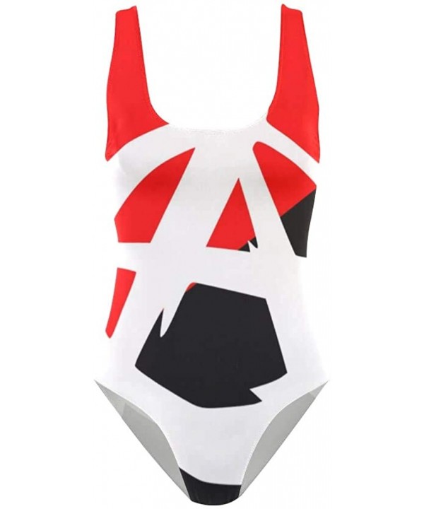 Womens Anarchist Flag One Piece Monokini Swimsuit Sexy Backless Retro Bathing Suit - Anarchist Flag - CS18O5SXDLO $21.41-One-...