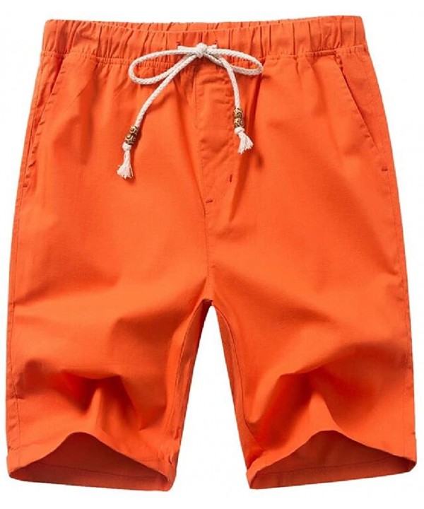 Men's Drawstring Solid Elastic Waist Summer Beach Swim Trunk Cotton Linen Casual Shorts - 3 - C2198AQC3QI $21.14-Board Shorts