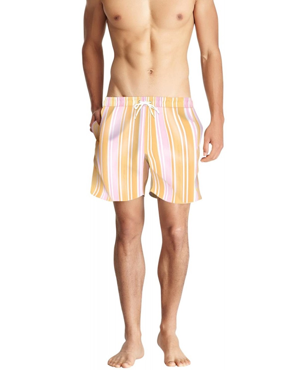 Men's Surf Swim Trunks - Orange/White Stripes - CH11F1RTNNT $10.97-Board Shorts