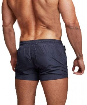 Men Swim Brief Sexy Surfing Board Shorts Beach Boxer Swimming Trunks with Pockets(Order One Size UP) - W-navy Blue - CU18S6MX...