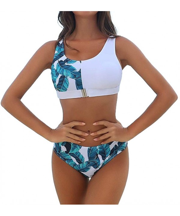 Two Piece Bikini Sets Swimsuits Floral Bathing Suit Padded Swimwear Blue Racerback Swimsuit for Women and Girls - CB19CK4IUMC...