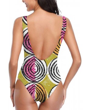 Women's Classic One-Piece Swimsuit Beach Swimwear Bathing Suit(Akita Dog Triangles Pattern) - African Vegetables - CN18Y0N9I9...