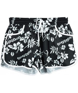 Women Summer Floral Prited Beach Shorts - Black Floral - CV18S8W8LLI $15.92-Board Shorts