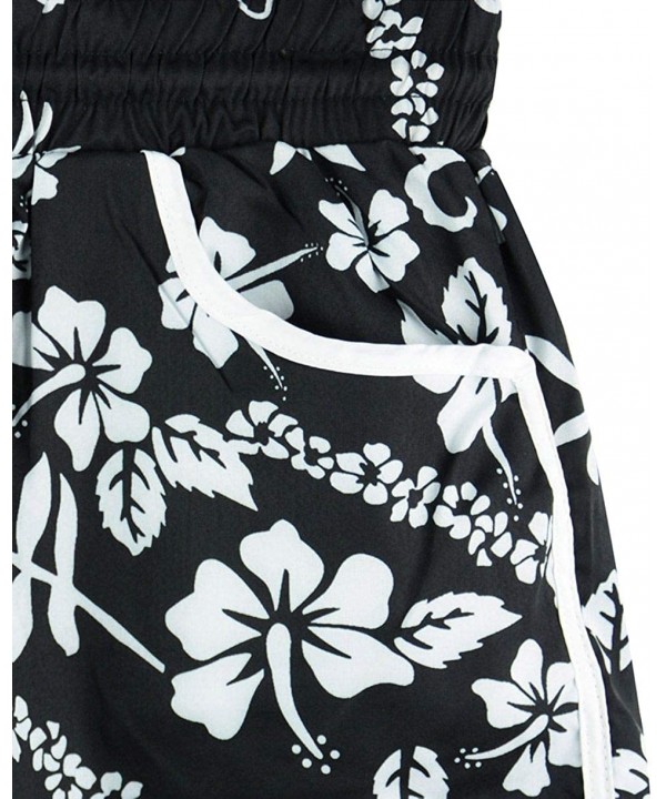 Women Summer Floral Prited Beach Shorts - Black Floral - CV18S8W8LLI $15.92-Board Shorts