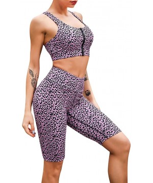 Yoga Shorts for Women High Waist Tummy Control Workout Leopard Print Compression Running Athletic Biker Shorts Purple - CO196...