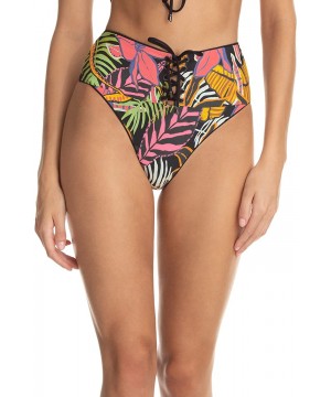 Women's Rise/High Leg Cheeky Cut - Black - C8193C47RMY $52.13-Tankinis