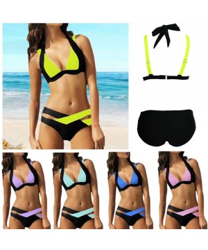 Swimsuits for Womens- Cross Bandage Bikini Set Push-Up Brazilian Swimwear Beachwear Swimsuit - E-pink - C318UXTG82E $11.08-Ta...