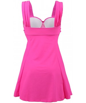 Women's Retro Plus Size Swimdress Two Pieces Swimsuit - Rose - CW182LRNR2Z $11.91-Cover-Ups