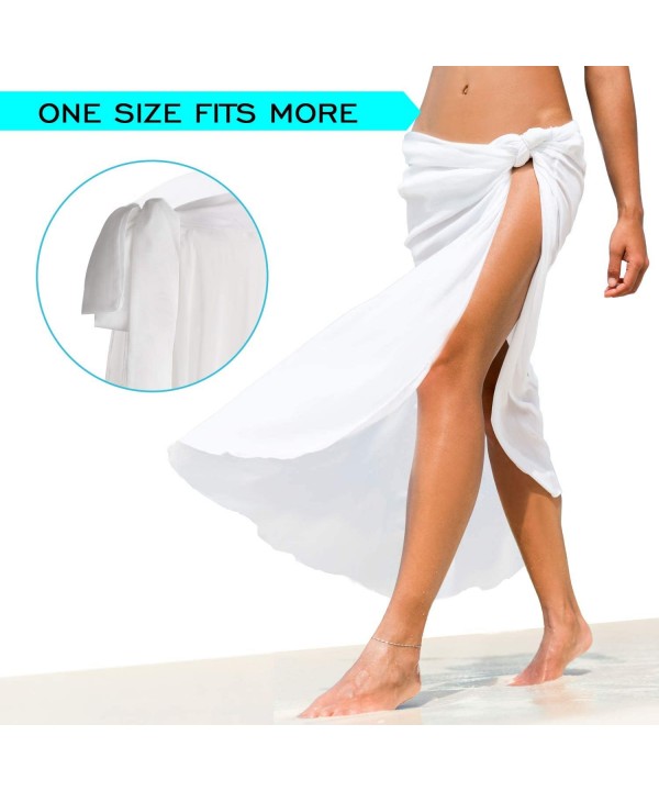 Women Swimsuit Cover Up Skirt Wrap Bathing Suit Cover Up Wrap Summer Beach Sarong Wrap - White - CK194IAG3I6 $13.13-Cover-Ups