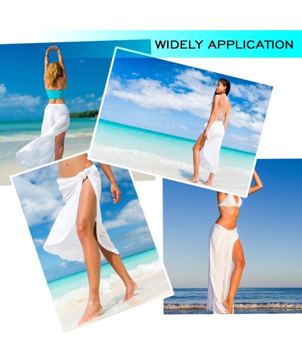 Women Swimsuit Cover Up Skirt Wrap Bathing Suit Cover Up Wrap Summer Beach Sarong Wrap - White - CK194IAG3I6 $13.13-Cover-Ups