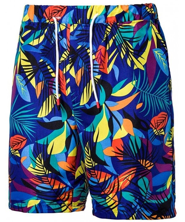 Men Swim Trunks Drawstring Elastic Waist Surfing Beach Board Shorts Pocket - Blue B - CO18TCXKTYU $14.83-Board Shorts