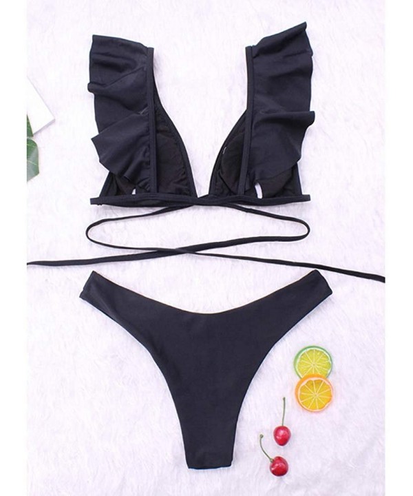 Women's Strappy Swimwear High Waist Thong 2PCS Bikini Sets Swimsuit - Color03 - C718QKR8QUT $19.35-Sets